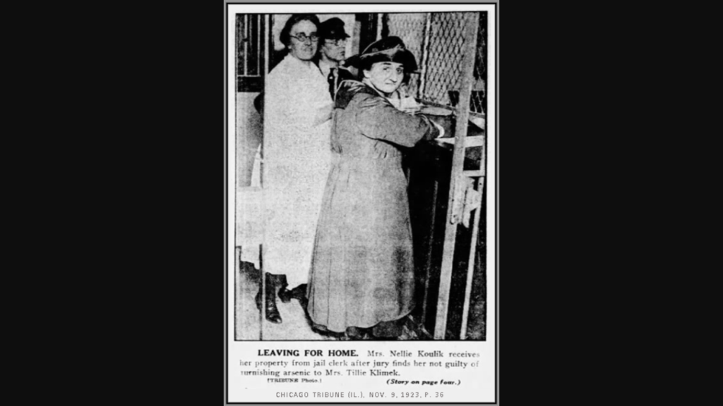 Picture of Nellie Koulik being released, even though Tillie Klimek tried to say she was an accomplice 